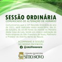 ALTERAÇÃO DO HORÁRIO DA SESSÃO ORDINÁRIA