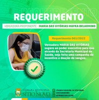 REQUERIMENTO 001/2022 PROPOSTO PELA VEREADORA MARIA DAS VITÓRIAS MAFRA BELARMINO